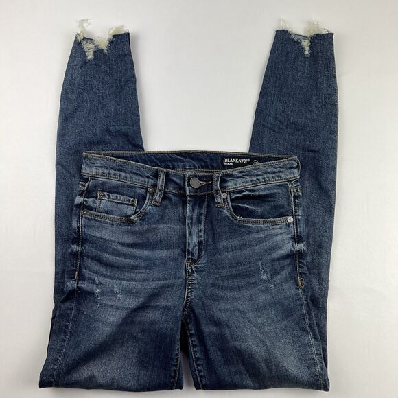 BLANKNYC Raw Hem Skinny Jeans Distressed Destroyed Mid-Rise Ankle The Bond 26 - Picture 4 of 13